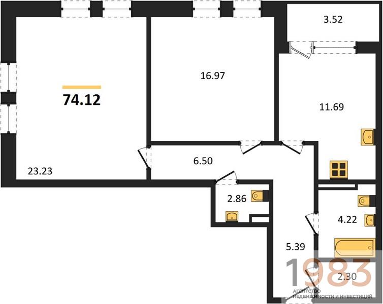 Квартира 2-комнатная квартира