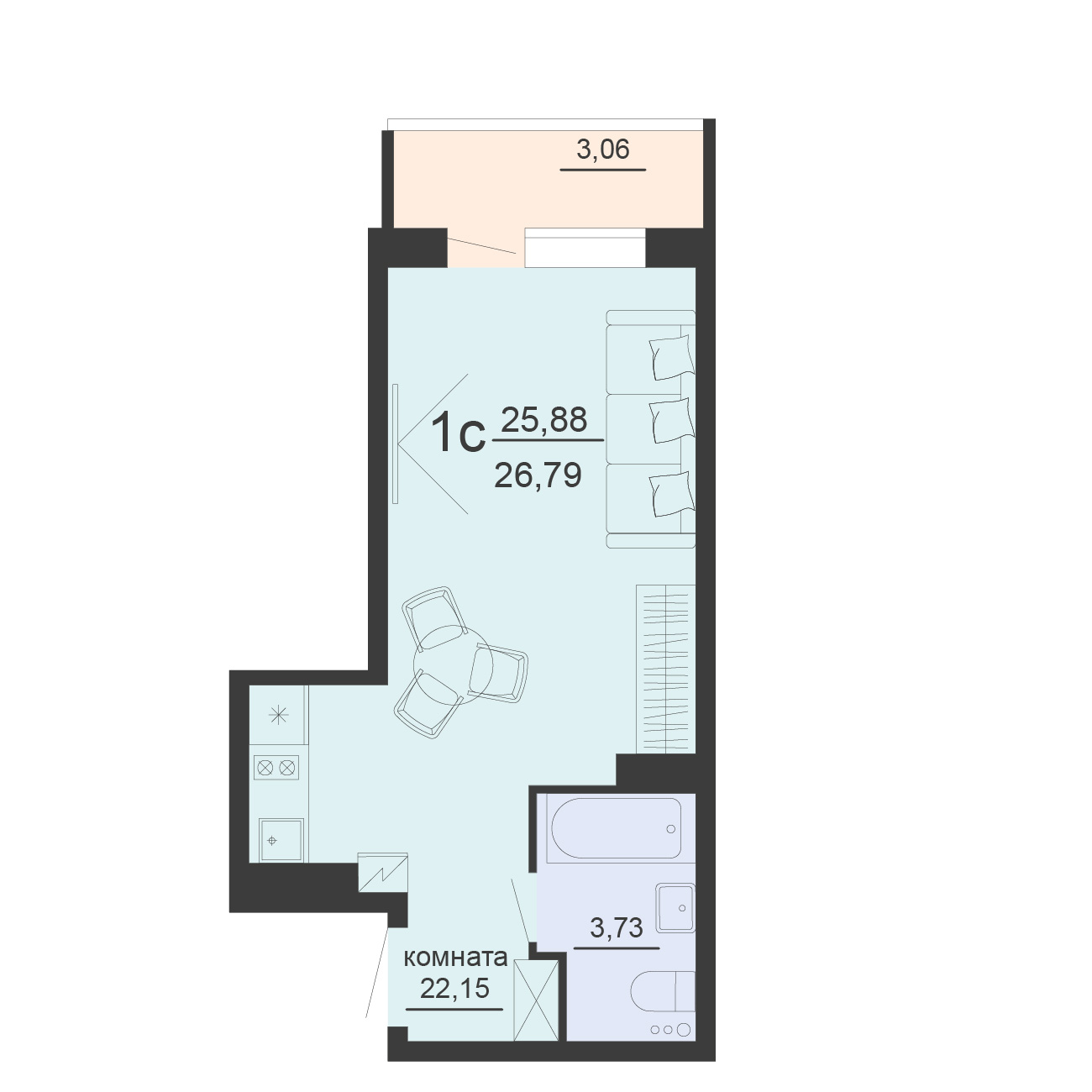 Квартира Студия