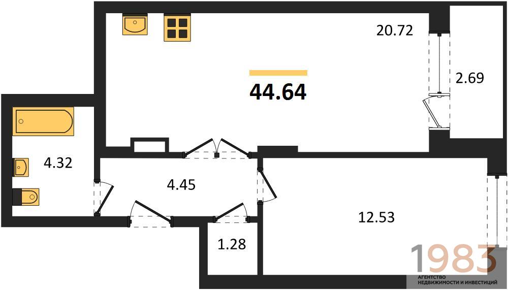 Квартира 1-комнатная квартира