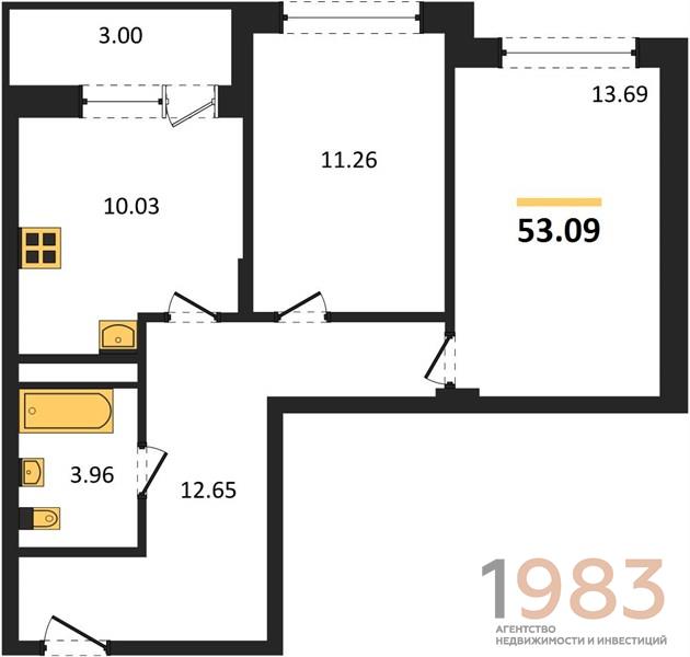 Квартира 2-комнатная квартира