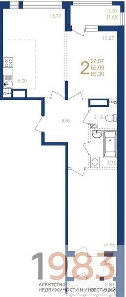 Квартира 2-комнатная квартира