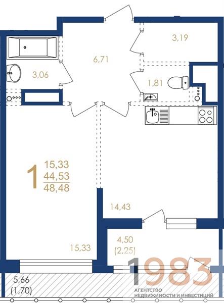 Квартира 1-комнатная квартира