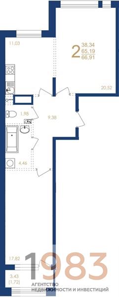 Квартира 2-комнатная квартира