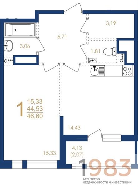 Квартира 1-комнатная квартира