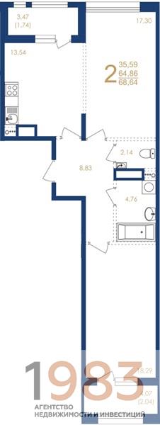 Квартира 2-комнатная квартира