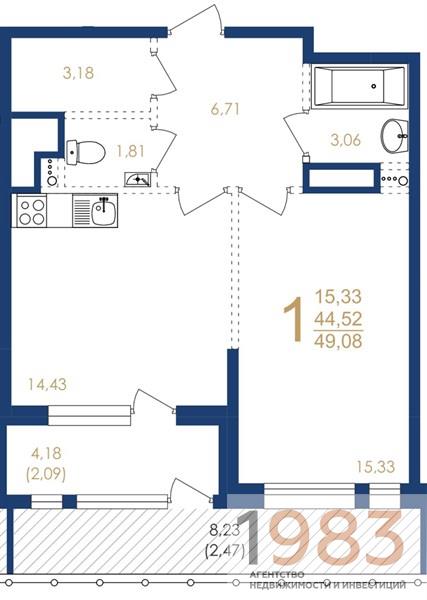 Квартира 1-комнатная квартира