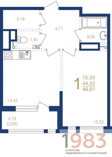 Квартира 1-комнатная квартира