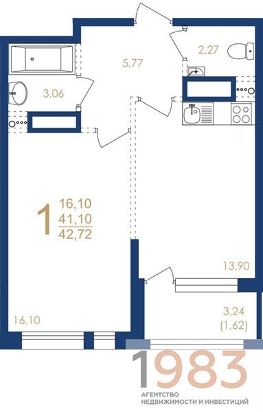 Квартира 1-комнатная квартира