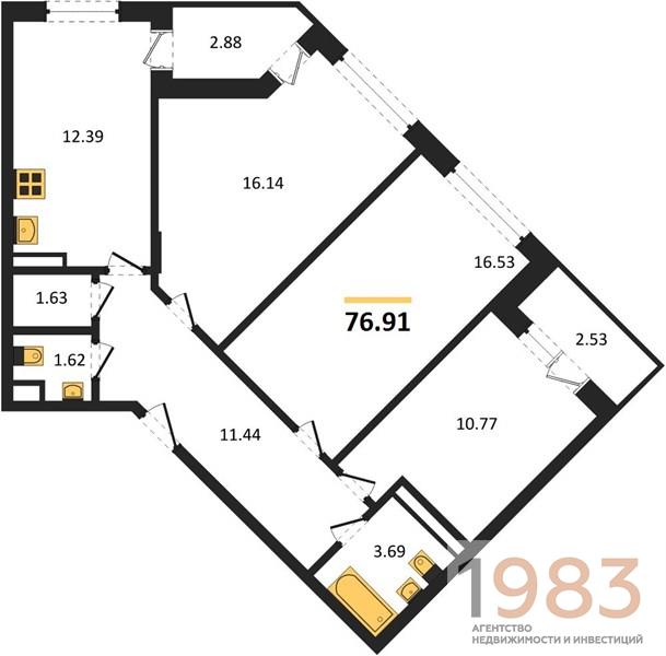 Квартира 3-комнатная квартира