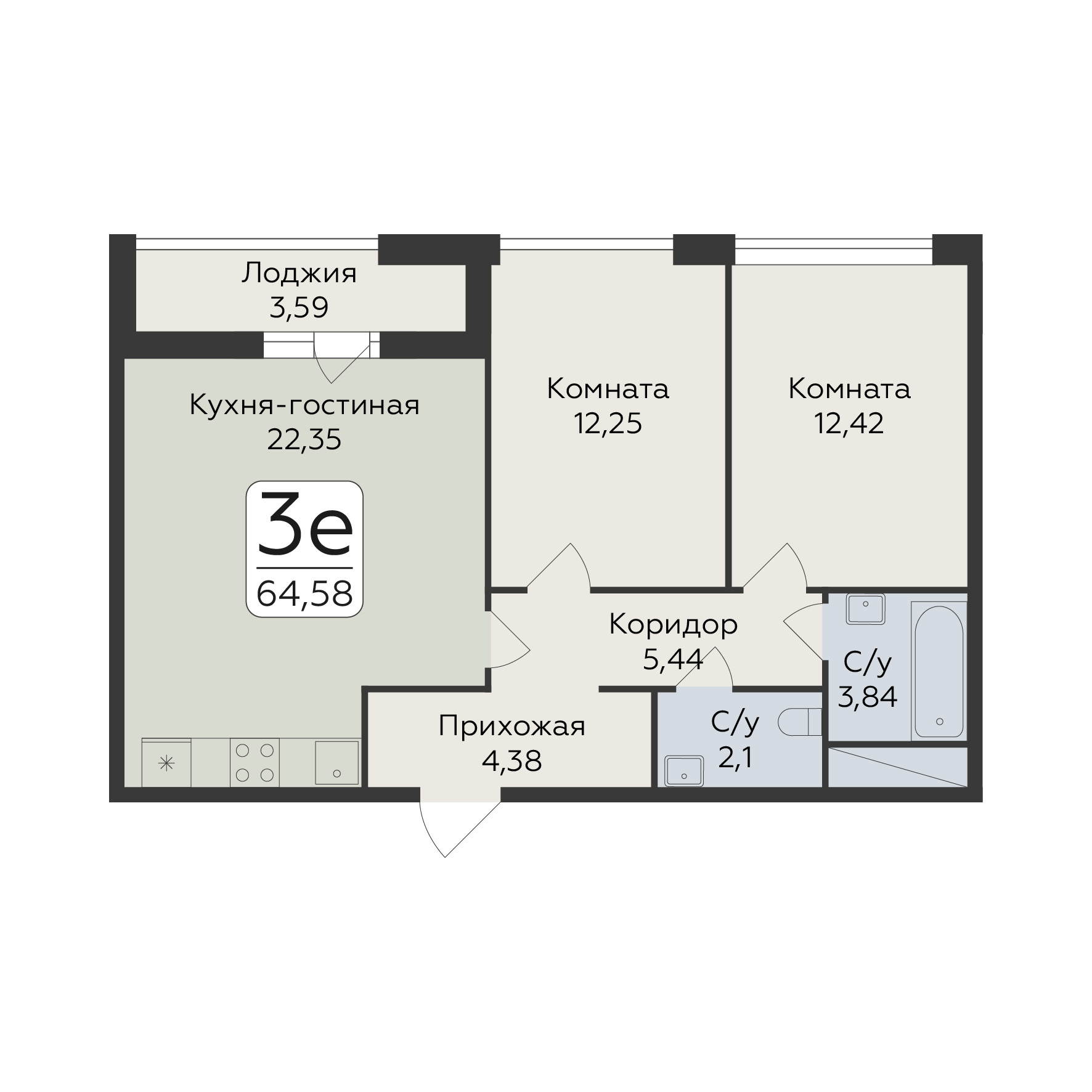 Квартира 3-комнатная квартира