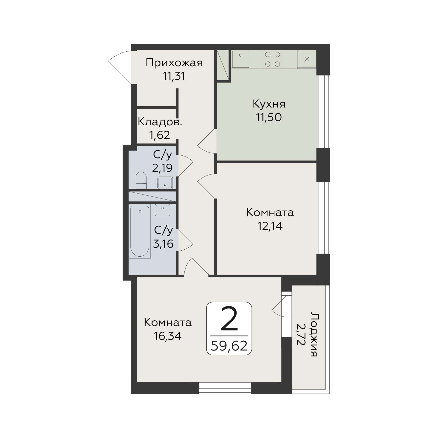 Квартира 2-комнатная квартира