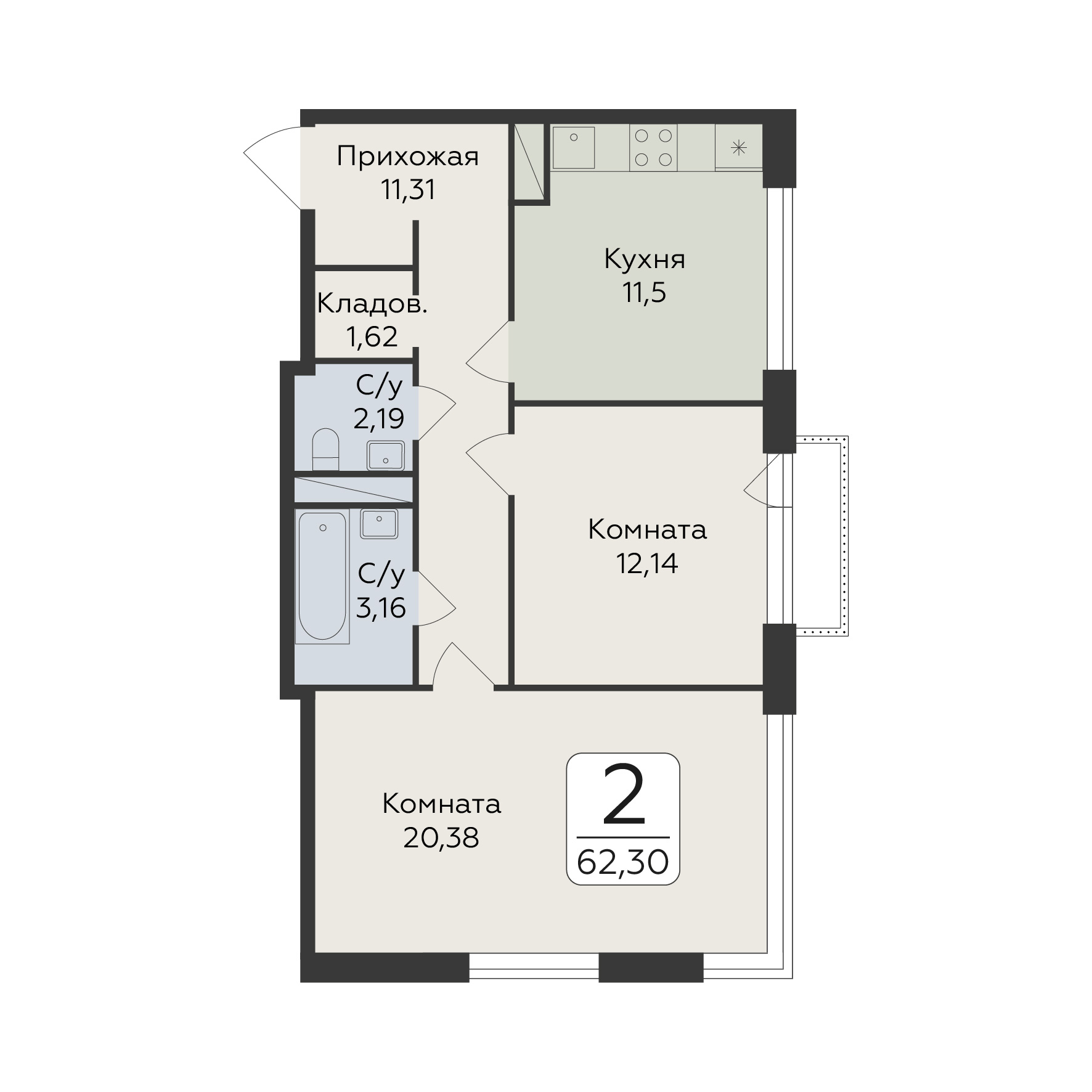 Квартира 2-комнатная квартира