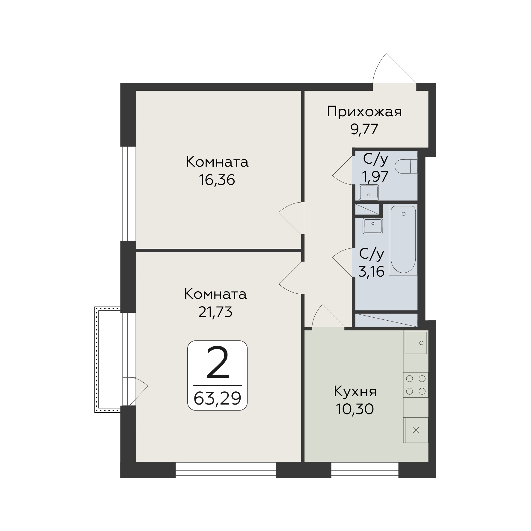 Квартира 2-комнатная квартира