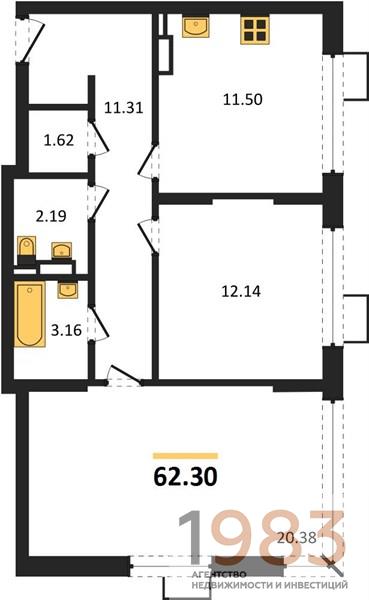 Квартира 2-комнатная квартира