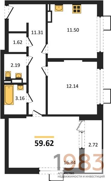Квартира 2-комнатная квартира