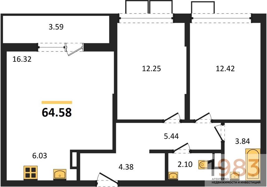 Квартира 2-комнатная квартира