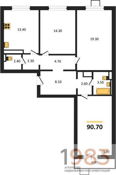 Квартира 3-комнатная квартира