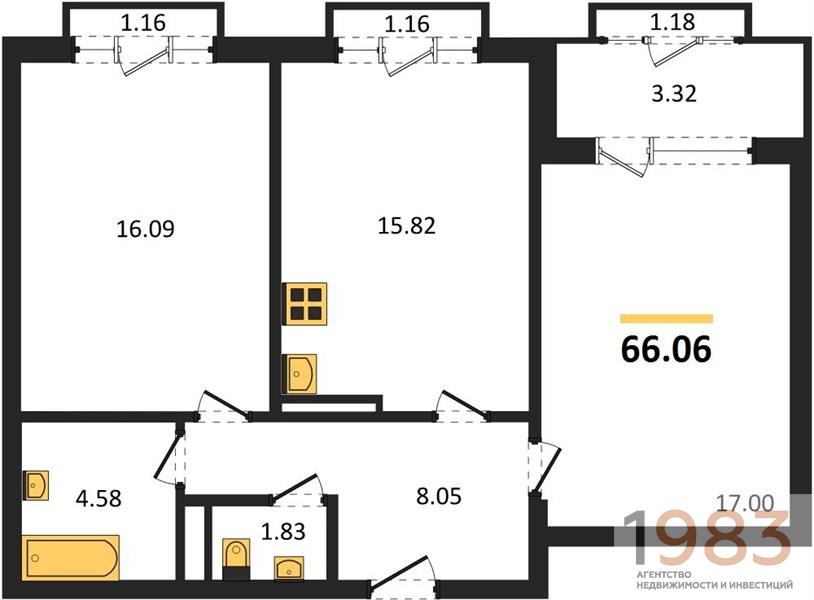 Квартира 2-комнатная квартира