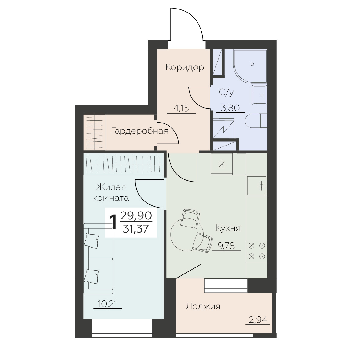 Квартира 1-комнатная квартира