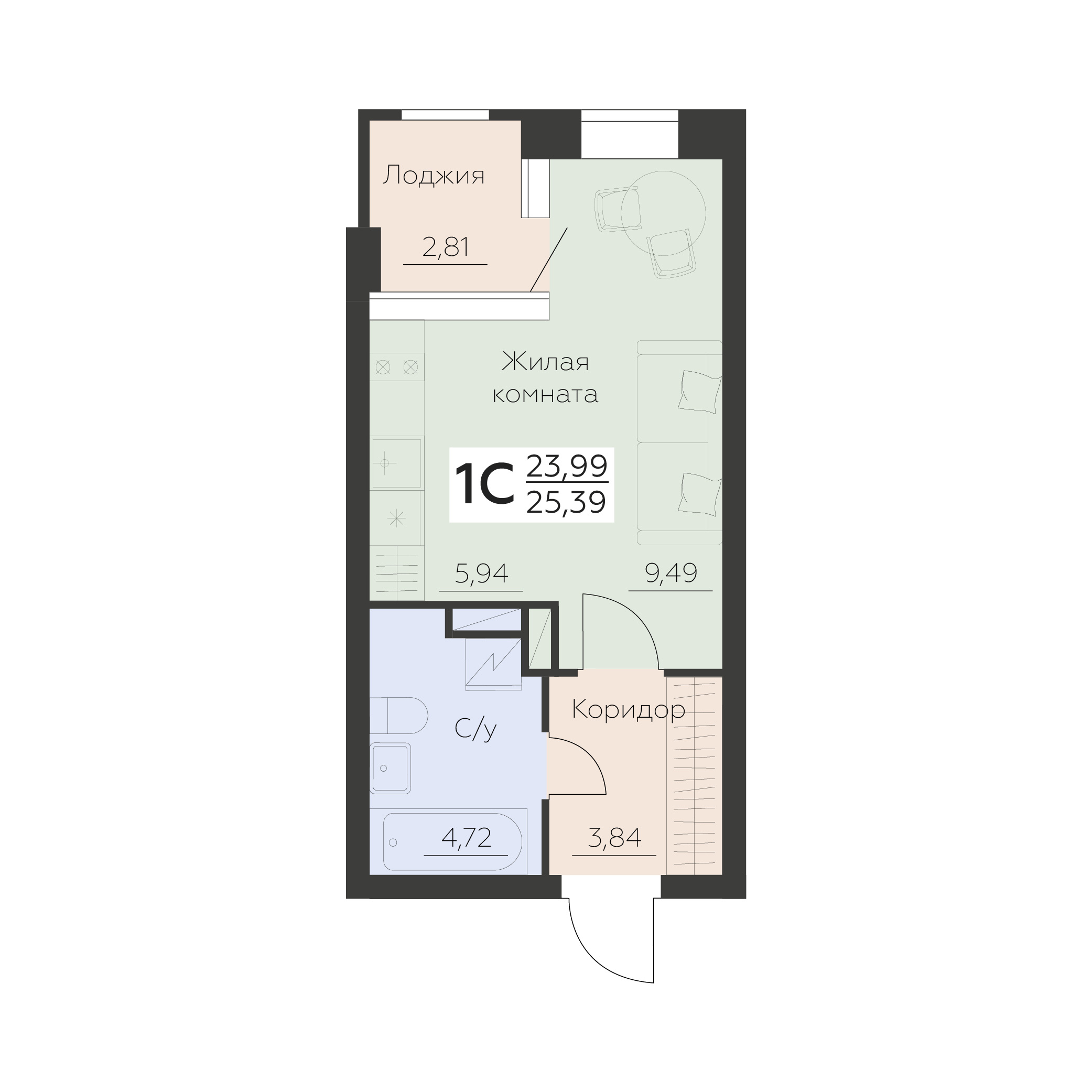 Квартира Студия