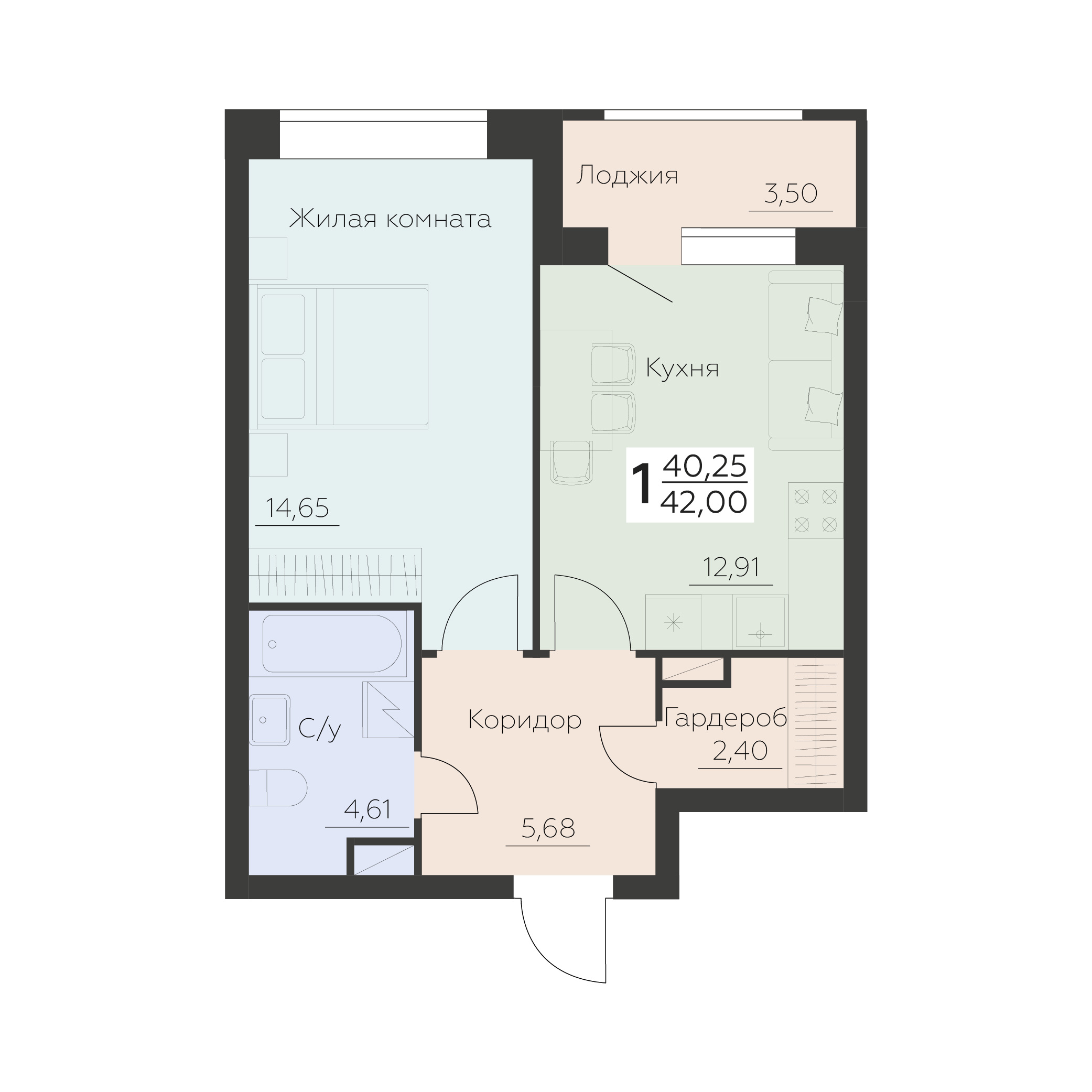 Квартира 1-комнатная квартира