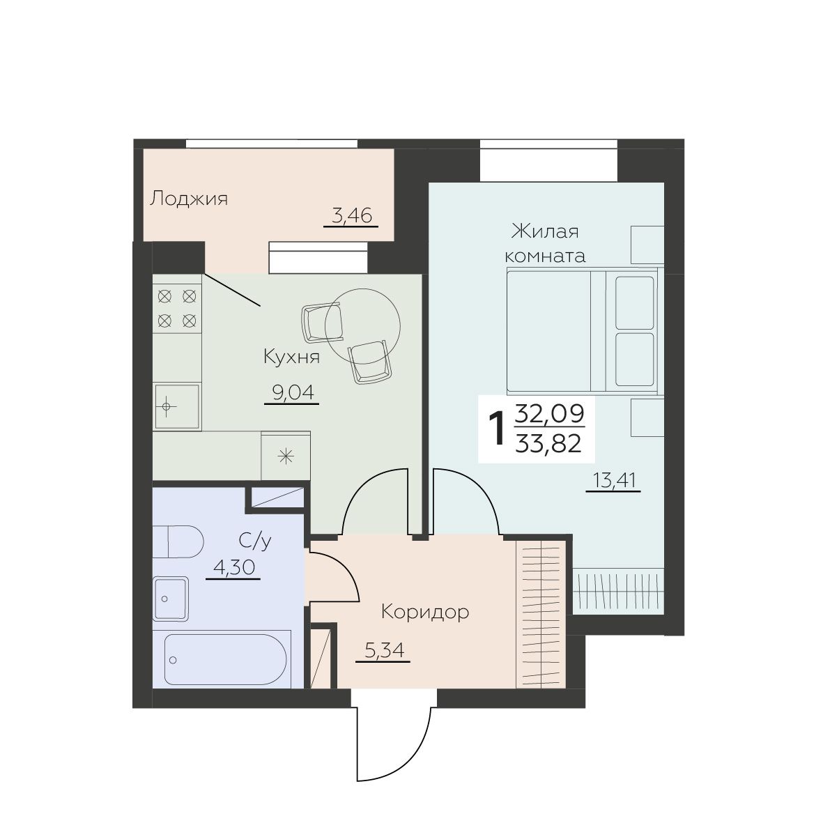 Квартира 1-комнатная квартира