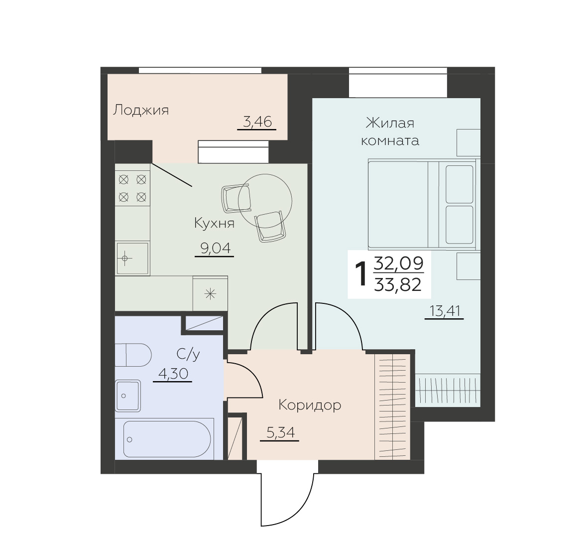 Квартира 1-комнатная квартира