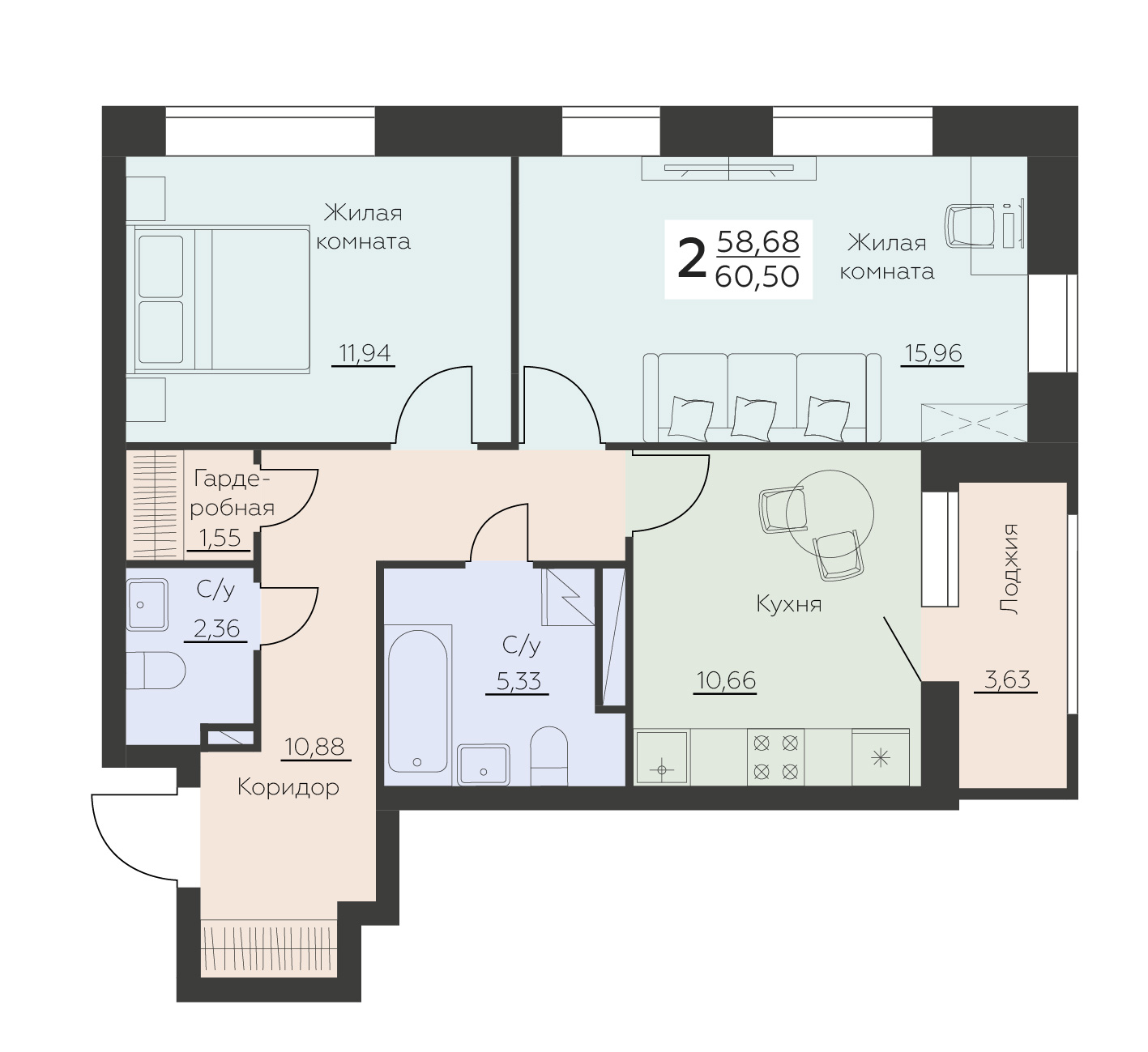 Квартира 2-комнатная квартира