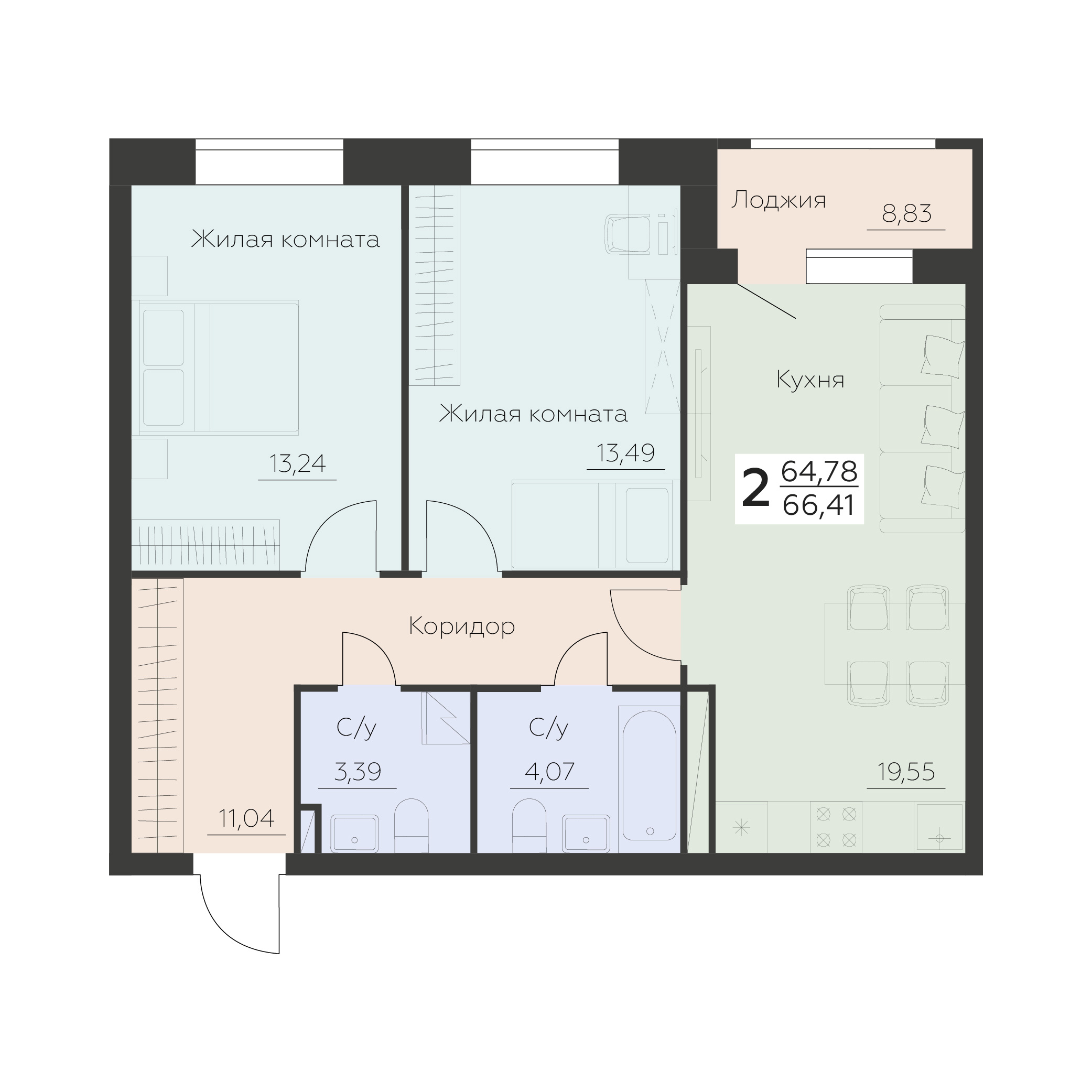 Квартира 2-комнатная квартира