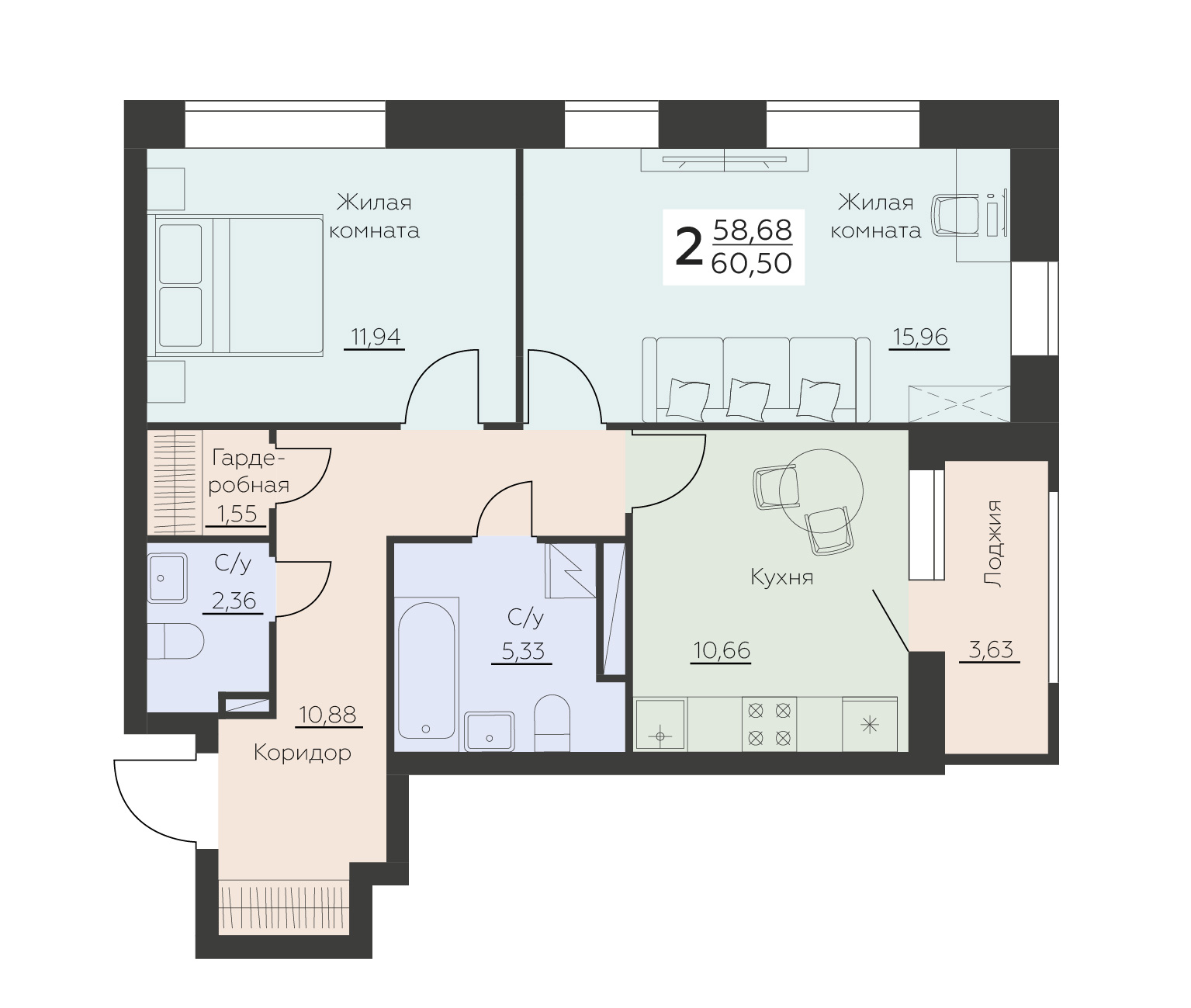 Квартира 2-комнатная квартира