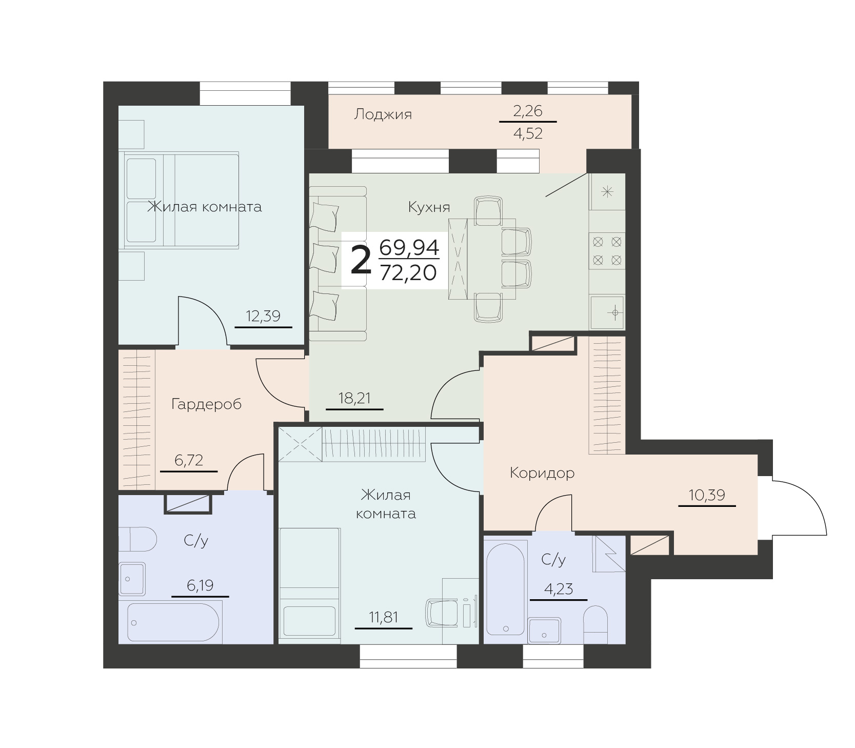 Квартира 2-комнатная квартира