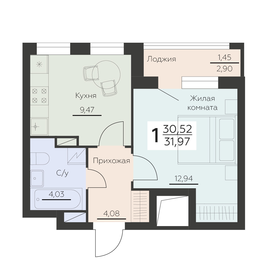 Квартира 1-комнатная квартира