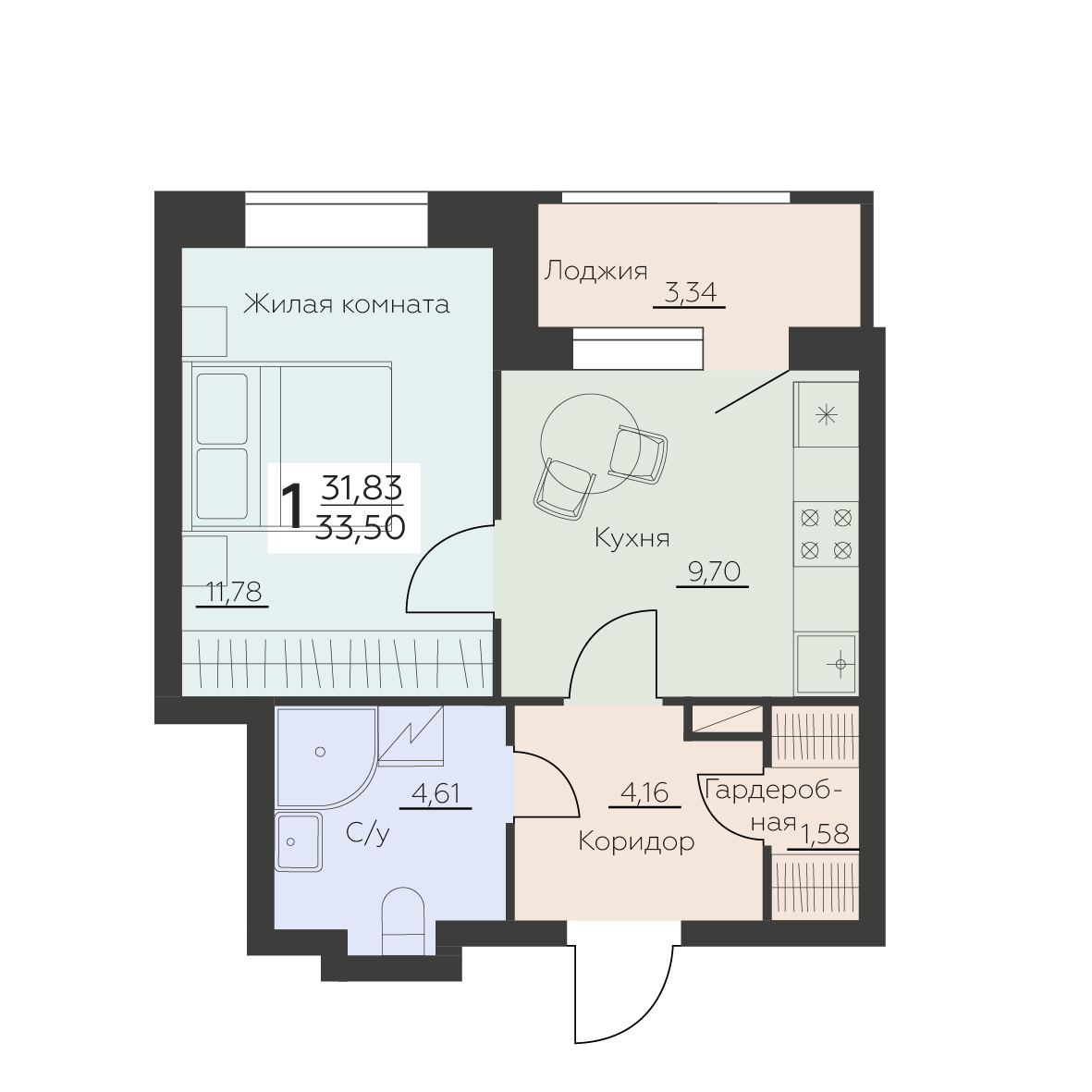 Квартира 1-комнатная квартира