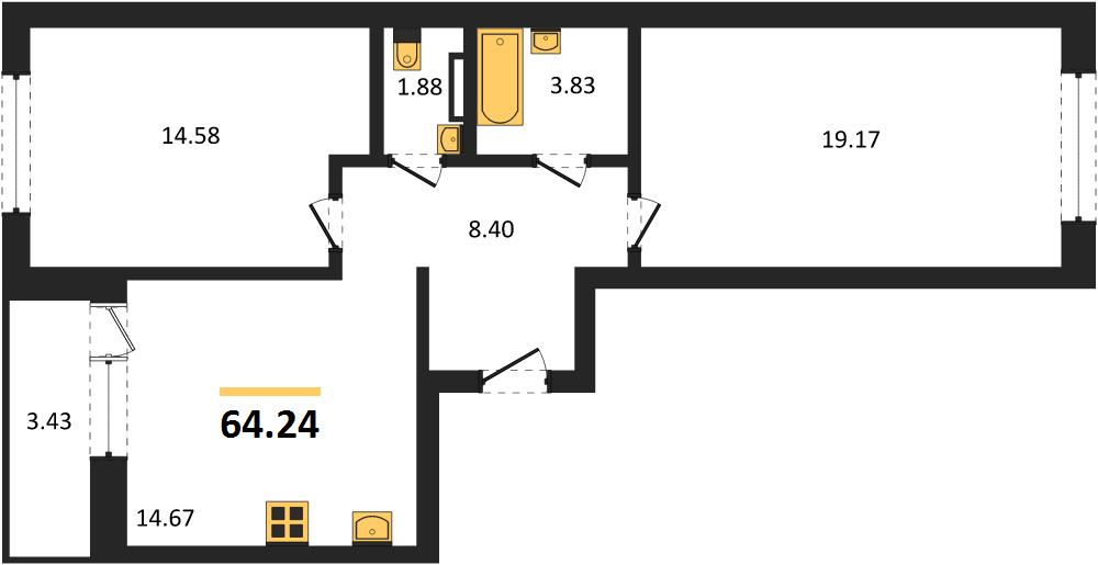 Квартира 2-комнатная квартира