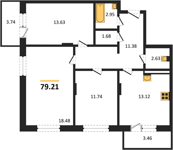 Квартира 3-комнатная квартира