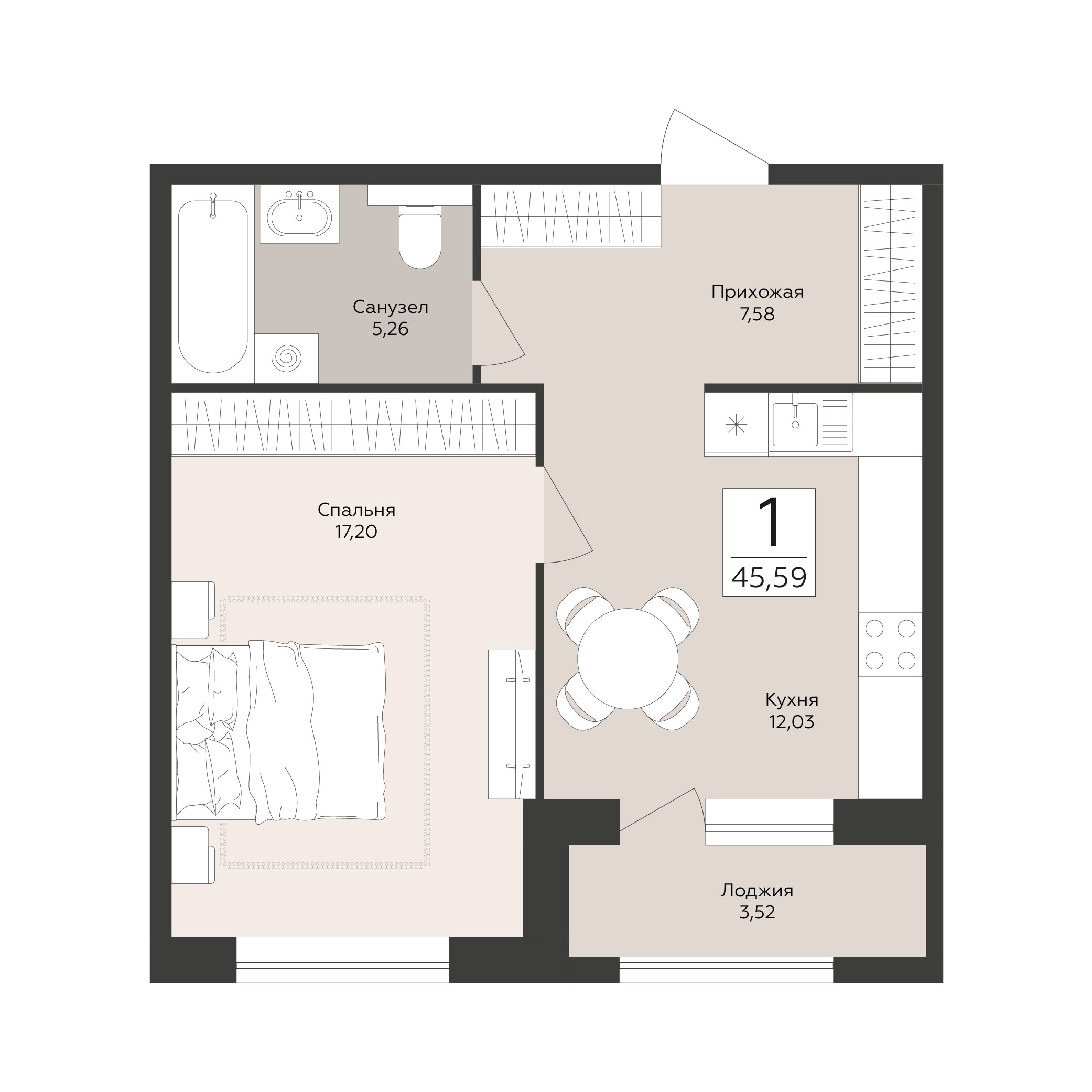 Квартира 1-комнатная квартира