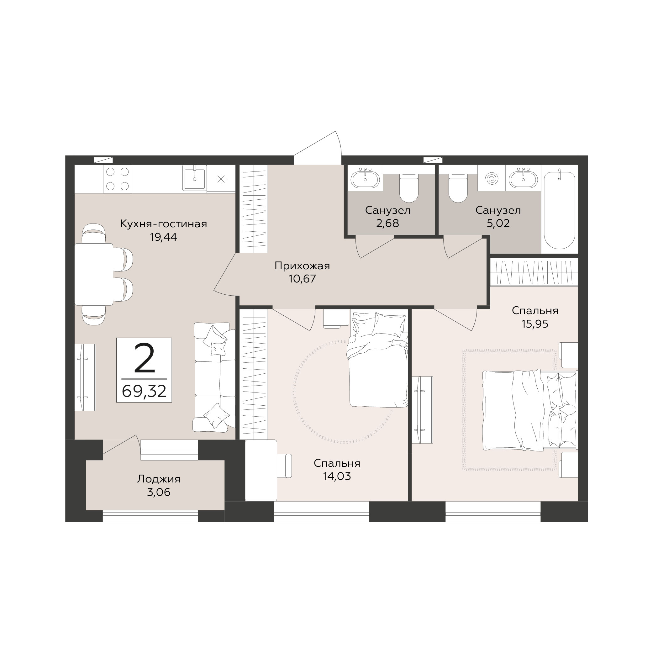 Квартира 2-комнатная квартира