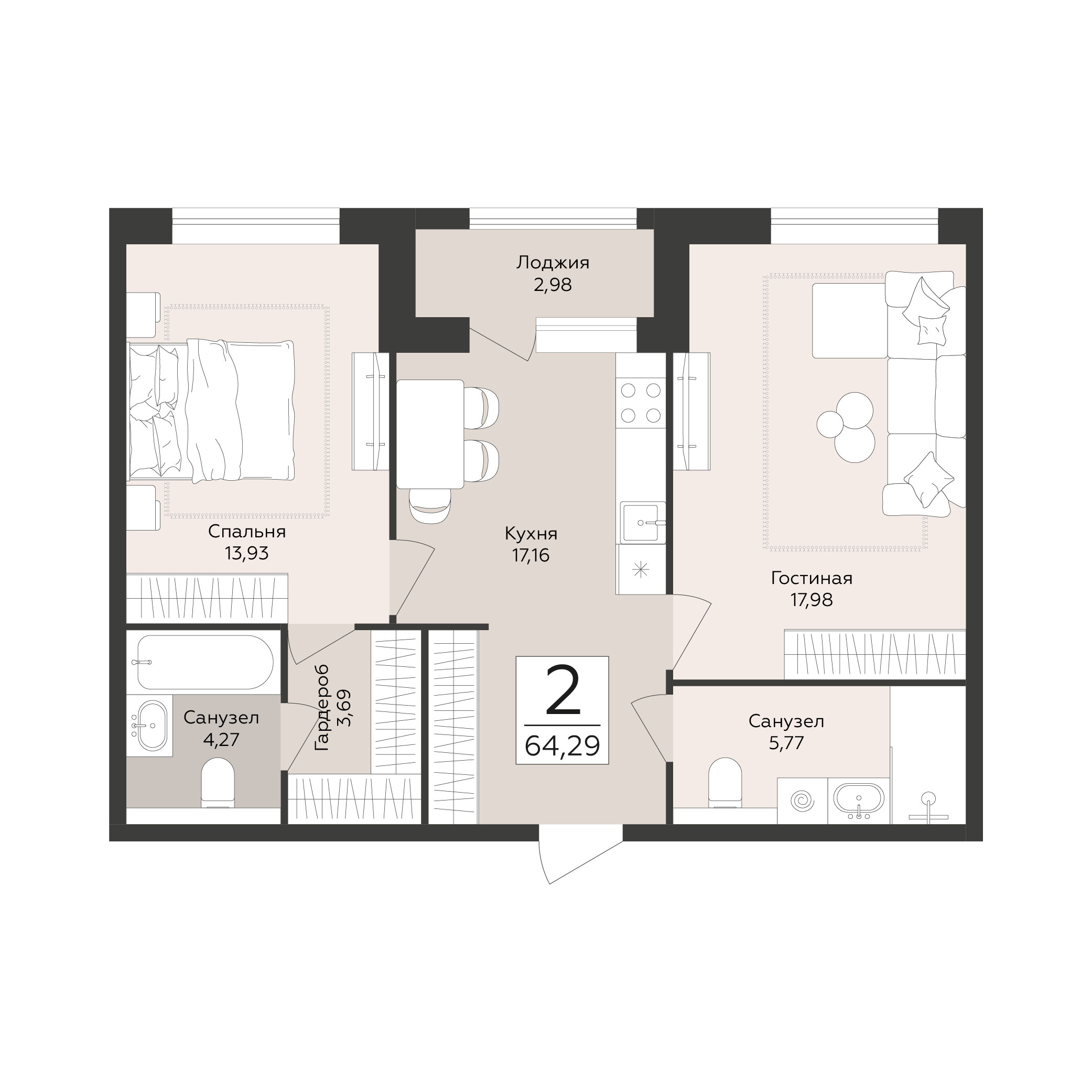 Квартира 2-комнатная квартира