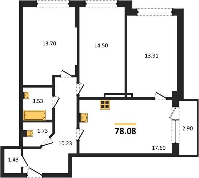 Квартира 3-комнатная квартира