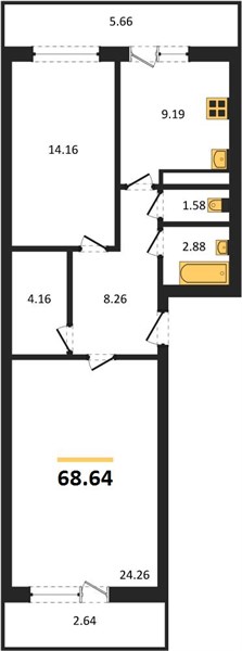 Квартира 2-комнатная квартира