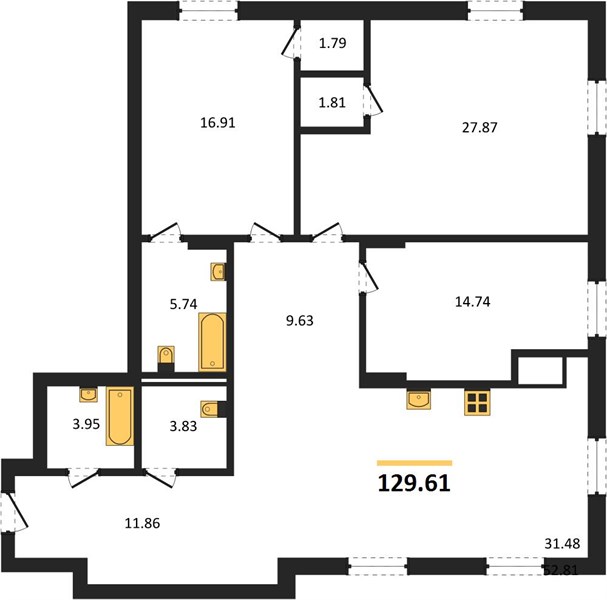 Квартира 3-комнатная квартира