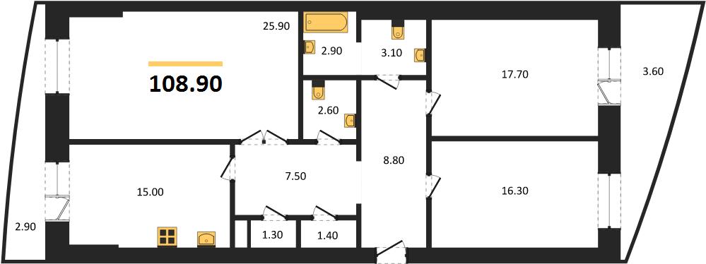 Квартира 3-комнатная квартира