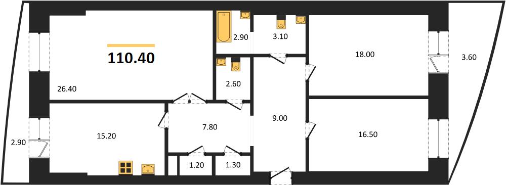 Квартира 3-комнатная квартира