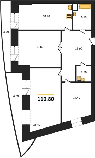 Квартира 3-комнатная квартира