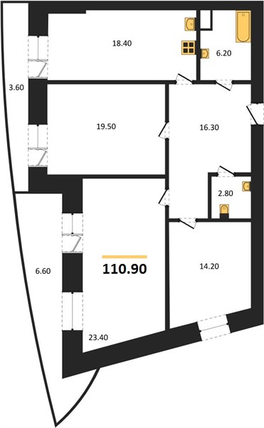 Квартира 3-комнатная квартира