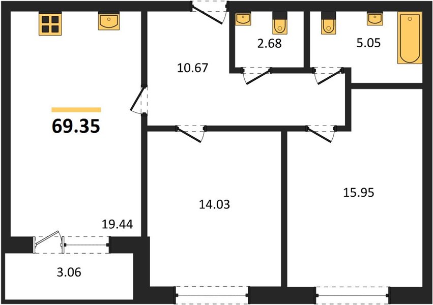 Квартира 2-комнатная квартира
