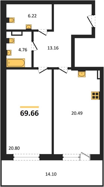 Квартира 1-комнатная квартира