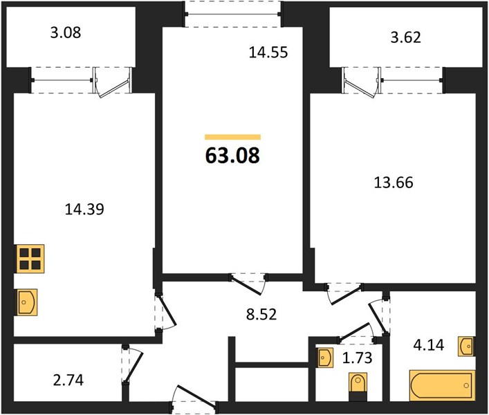 Квартира 2-комнатная квартира
