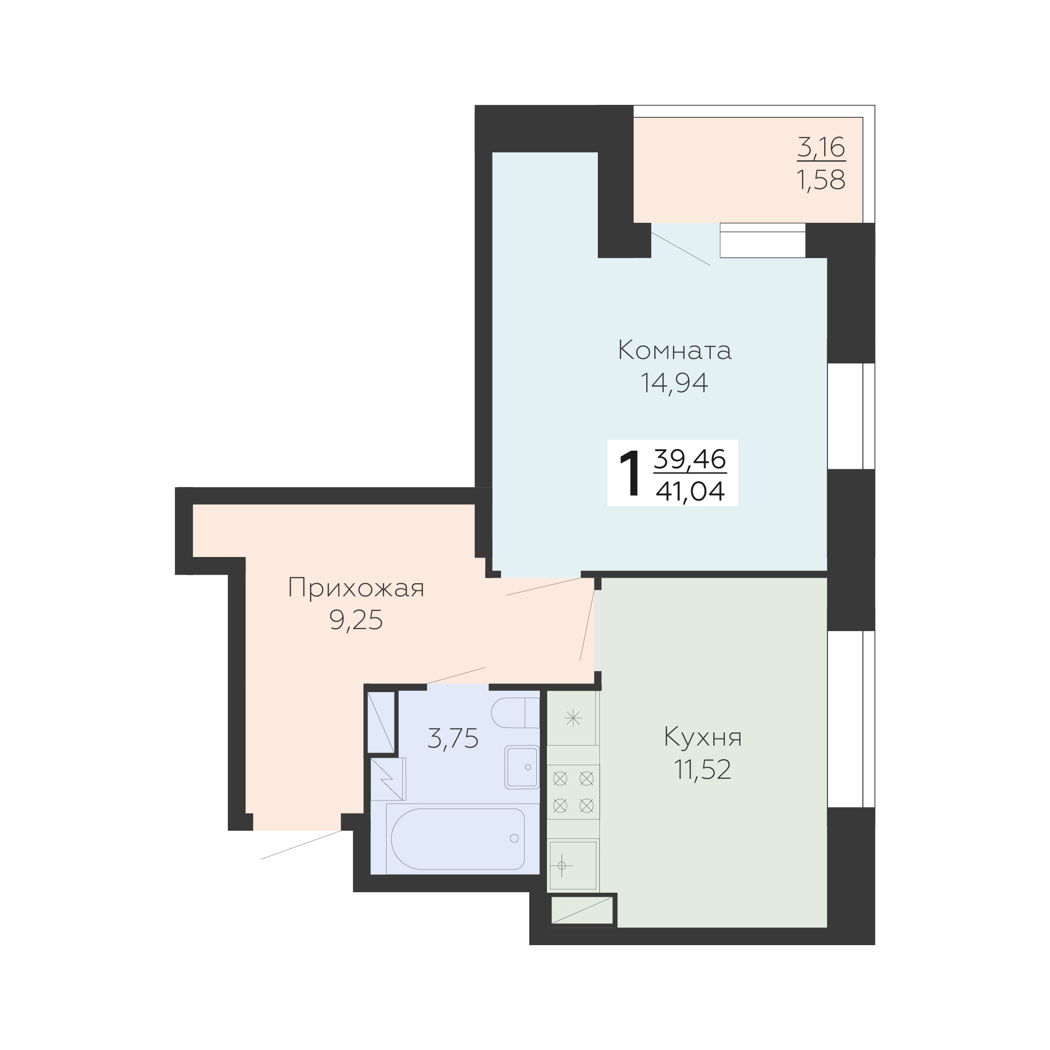 Квартира 1-комнатная квартира