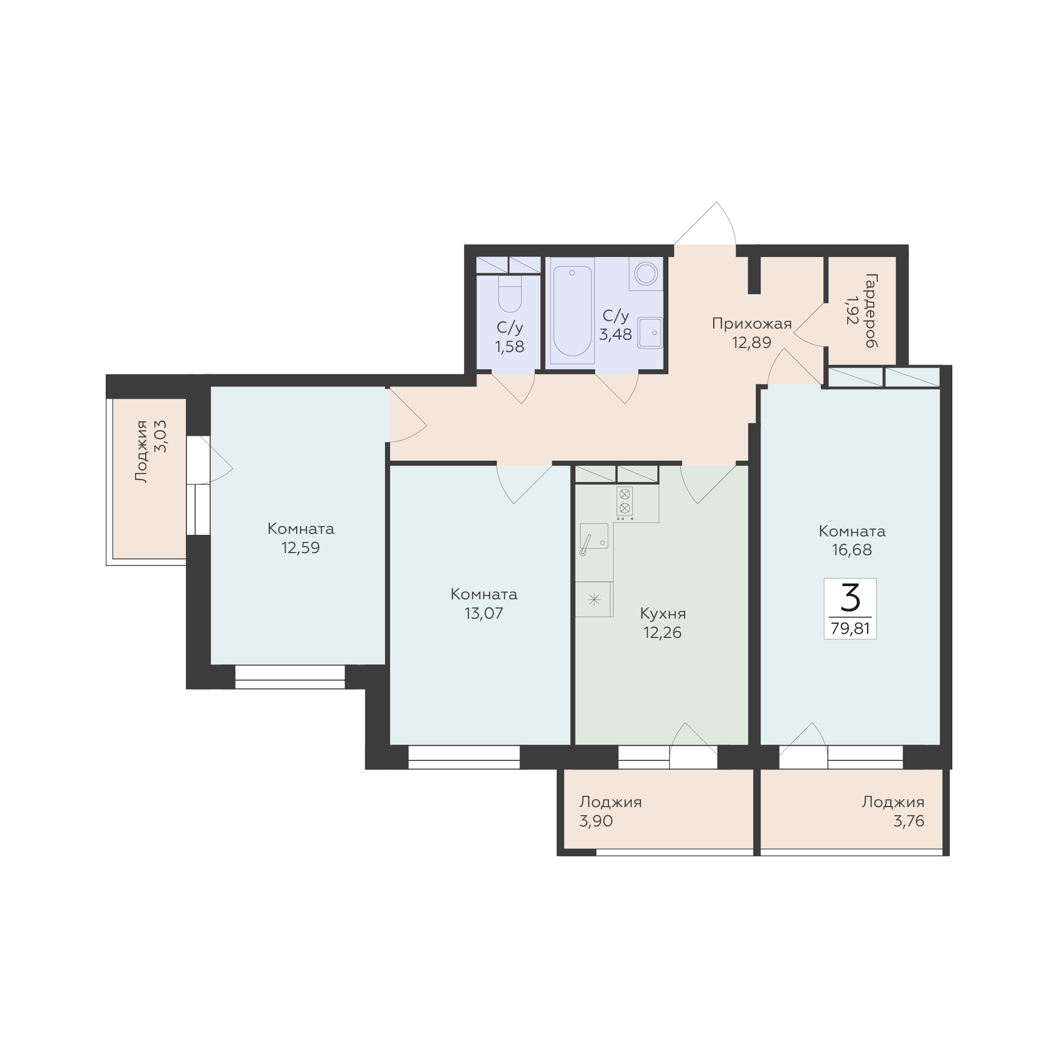 Квартира 3-комнатная квартира